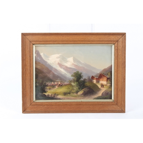 169 - CONTINENTAL SCHOOL (19TH CENTURY)  Village in a alpine valley  oil on board  18 x 26.5cm