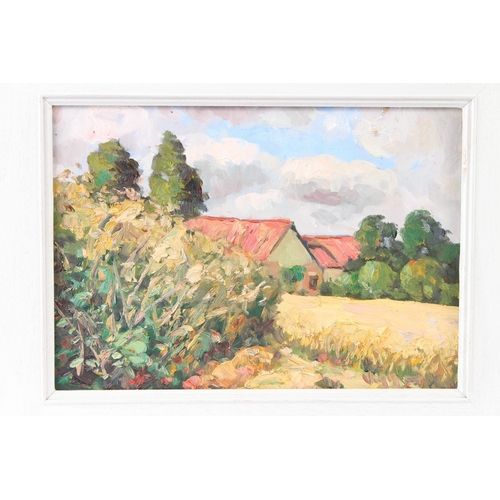 174 - BOB VIGG (1932-2001)  'The Hamlet of Lizant, Vienne, France'  oil on board  signed  23.5 x 33.5cm