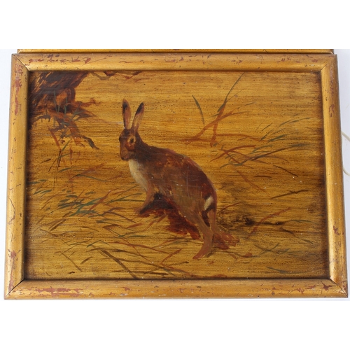 18 - 19TH CENTURY SCHOOL  'Hare' and 'Rabbit'  pair of oils on boards  inscribed verso  24.5 x 35cm (2)