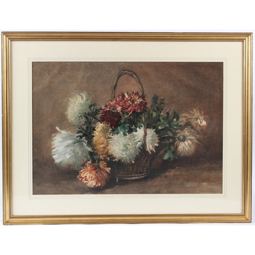 181 - ENGLISH SCHOOL (19TH CENTURY)  Still life basket of flowers  watercolour  37.5 x 54cm