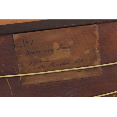 194 - HENRY GEORGE HINE (1811-1895)  'Downs near Lewes'  watercolour  signed and dated 1882  inscribed on ... 