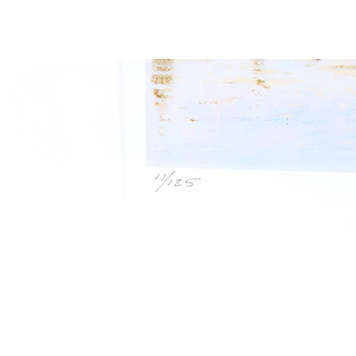 205 - ROB CRISP (20TH CENTURY)  View of the River Thames with the Houses of Parliament  colour print 11/12... 