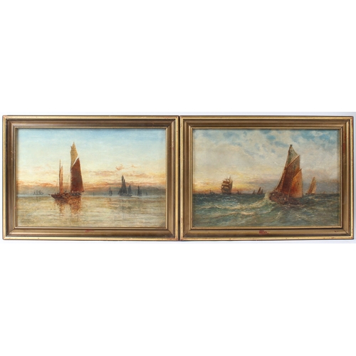 232 - GEORGE GREGORY (1849-1938)  Scenes of shipping at dusk  pair of oils on canvas  both signed and date... 