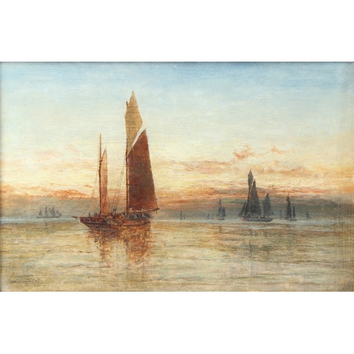 232 - GEORGE GREGORY (1849-1938)  Scenes of shipping at dusk  pair of oils on canvas  both signed and date... 