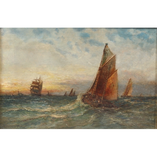 232 - GEORGE GREGORY (1849-1938)  Scenes of shipping at dusk  pair of oils on canvas  both signed and date... 