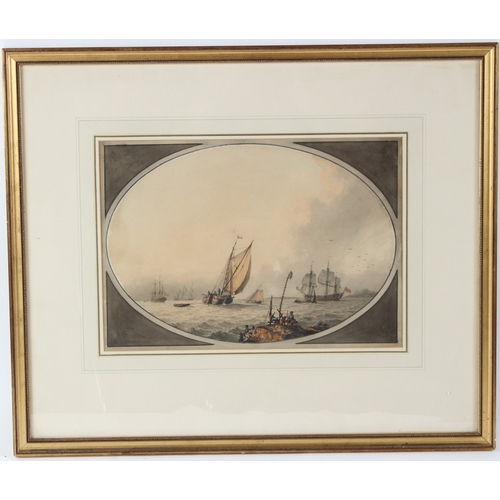 27 - SAMUEL ATKINS (c.1787-1808)  Maritime scene  watercolour  signed  24 x 34cm