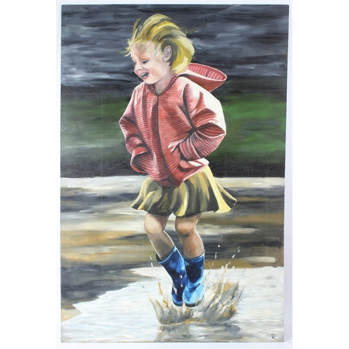 273 - CONTEMPORARY SCHOOL  'Puddle'  oil on board  signed indistinctly with initials  unframed  122 x 81.5... 