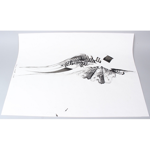 283 - HASSAN MUSA (b.1951)  Feather and fan like studies  two ink drawings on paper  both signed and dated... 