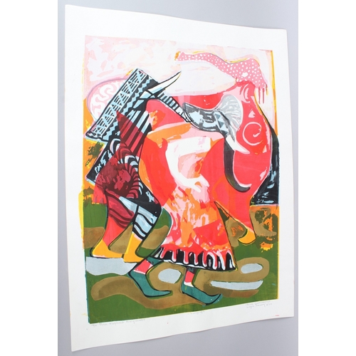 289 - BRUCE ONOBRAKPEYA (1932 NIGERIA)  'Three Elephant Masquerades'  serigraph / screenprint 13/70  signe... 