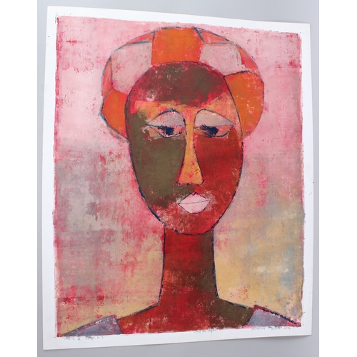 293 - MURAINA OYELAMI (b.1940)  'Ireti II (Hope II)'  oil on paper  signed, inscribed and dated 2004  unfr... 