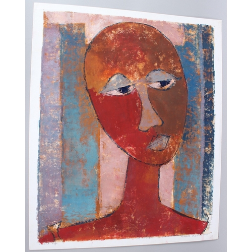 296 - MURAINA OYELAMI (b.1940)  'Vacant Eye'  oil on paper  signed, inscribed and dated 2004  unframed  59... 