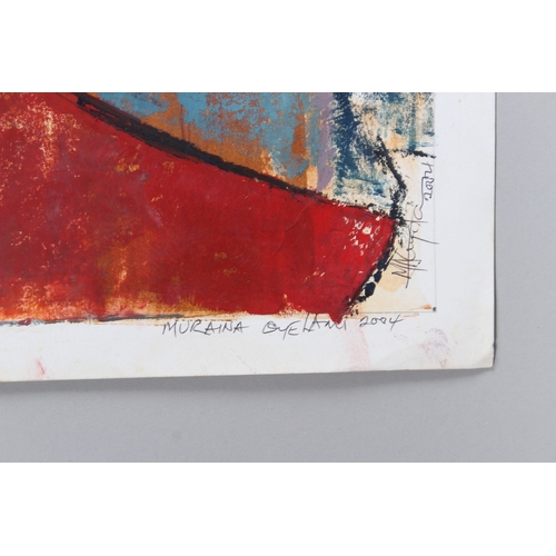 296 - MURAINA OYELAMI (b.1940)  'Vacant Eye'  oil on paper  signed, inscribed and dated 2004  unframed  59... 