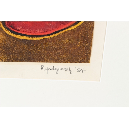 297 - RUFUS OGUNDELE (1946-1996)  'I Gunnu'  oil on paper  signed and dated '94  unframed  46.5 x 36.5cm