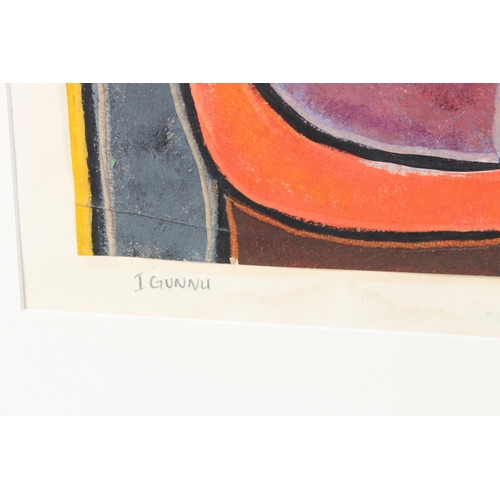 297 - RUFUS OGUNDELE (1946-1996)  'I Gunnu'  oil on paper  signed and dated '94  unframed  46.5 x 36.5cm