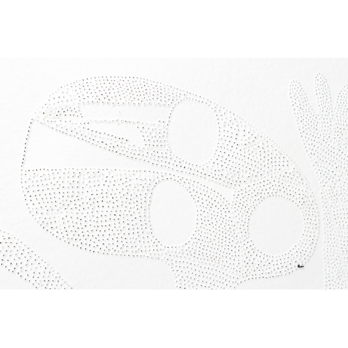 301 - VICTOR EHIKHAMENOR (1970)  Figure with outstretched arms  mixed media drawing  perforated hand made ... 