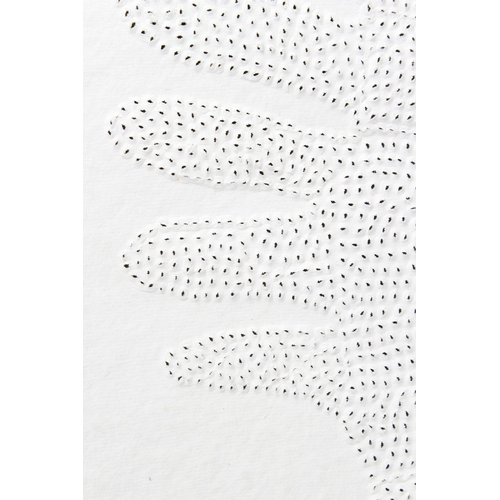 301 - VICTOR EHIKHAMENOR (1970)  Figure with outstretched arms  mixed media drawing  perforated hand made ... 