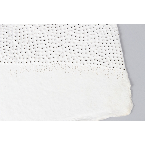 301 - VICTOR EHIKHAMENOR (1970)  Figure with outstretched arms  mixed media drawing  perforated hand made ... 