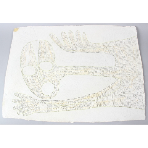 301 - VICTOR EHIKHAMENOR (1970)  Figure with outstretched arms  mixed media drawing  perforated hand made ... 