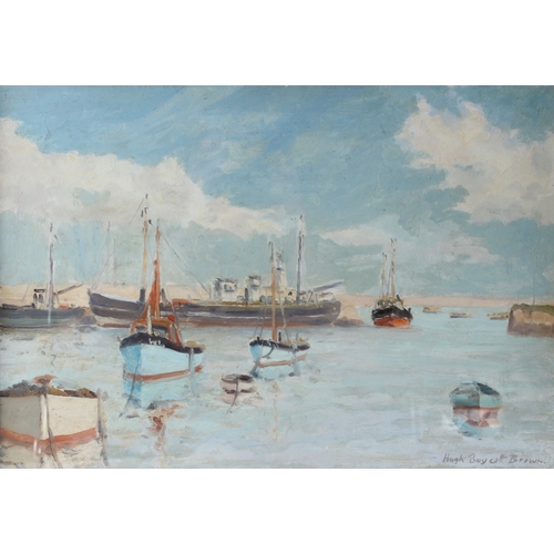 49 - HUGH BOYCOTT BROWN (1909-1990)  'Fishing Boats in Brixham Harbour'  oil on board  signed  34 x 50cm