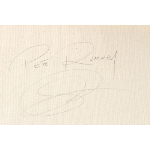 52 - PETE RUMNEY (1974)  'London Romance'  Thames Embankment on a rainy night  oil on canvas  signed with... 