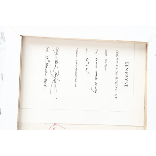 53 - BEN PAYNE  'River sunset study'  oil on canvas  signed with certificate  unframed  25.5 x 30.5cm