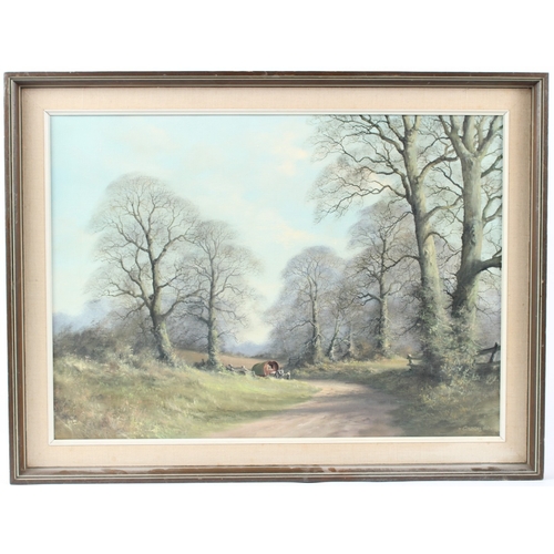 54 - J. CAESAR SMITH (1930-2021)
Gypsy caravan on a track through woodland
oil on canvas
signed and dated... 