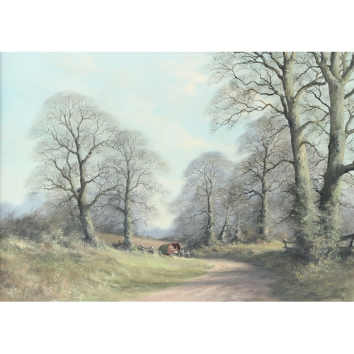 54 - J. CAESAR SMITH (1930-2021)
Gypsy caravan on a track through woodland
oil on canvas
signed and dated... 