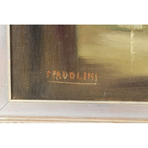 61 - ALBERTO SPADOLINI (1917-1973)  Ballet dancers on stage  oil on canvas (a/f)  signed  49 x 39cm