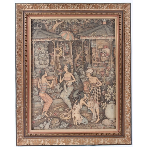 62 - J KELUT SUNDRA (BALI 20TH CENTURY)  Balinese mythological scene of figures  acrylic on canvas  signe... 