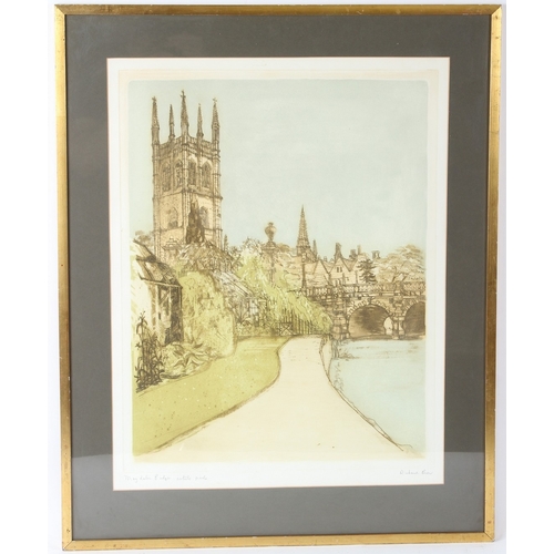 66 - RICHARD BEER  'Magdalen Bridge'  colour etching  signed in pencil, titled and inscribed  'artist's p... 