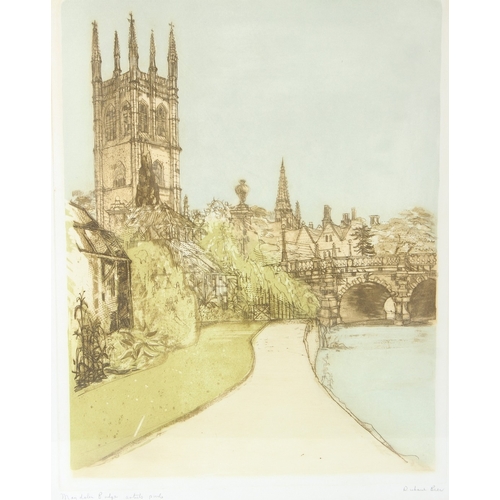 66 - RICHARD BEER  'Magdalen Bridge'  colour etching  signed in pencil, titled and inscribed  'artist's p... 