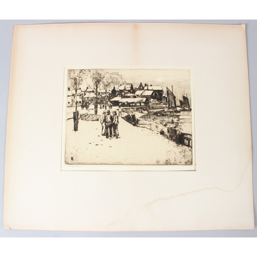 75 - FRANK HENRY MASON  'Old Scarborough'  etching  signed and inscribed in pencil  unframed  17 x 22cm