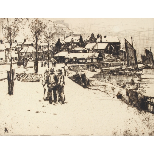 75 - FRANK HENRY MASON  'Old Scarborough'  etching  signed and inscribed in pencil  unframed  17 x 22cm