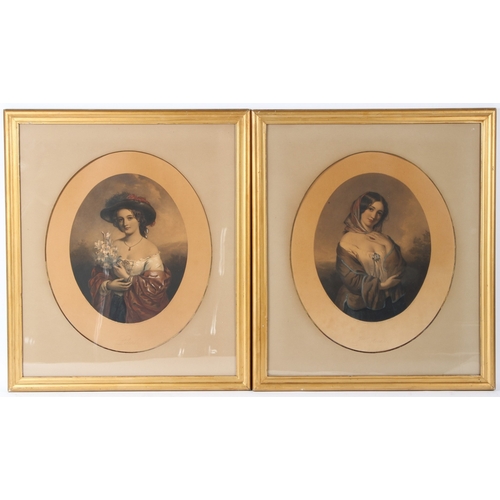 77 - W T DAVEY AFTER CHARLES BAXTER  'Lilies' and 'Heartsease'  pair of hand coloured engravings (a/f)  p... 