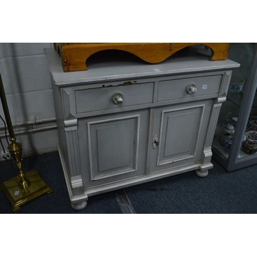 262 - Continental grey painted pine sideboard.