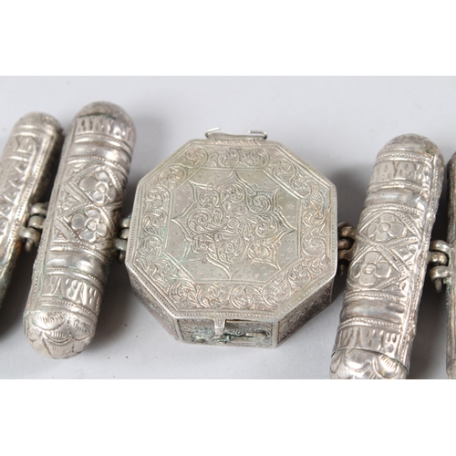 170 - A 19TH CENTURY PERSIAN SILVER AMULET CASE. 17cms long.