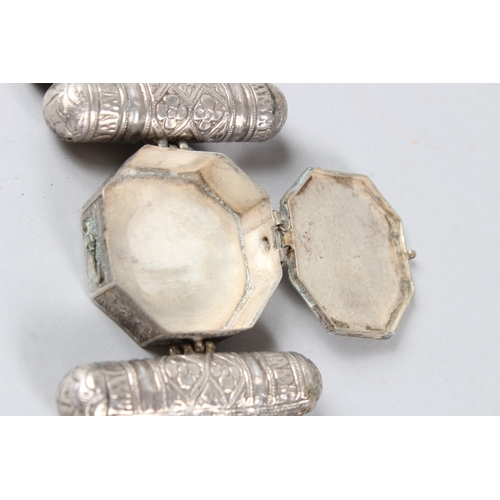 170 - A 19TH CENTURY PERSIAN SILVER AMULET CASE. 17cms long.