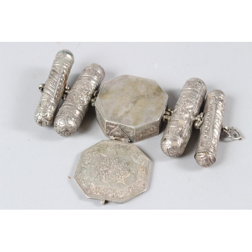 170 - A 19TH CENTURY PERSIAN SILVER AMULET CASE. 17cms long.