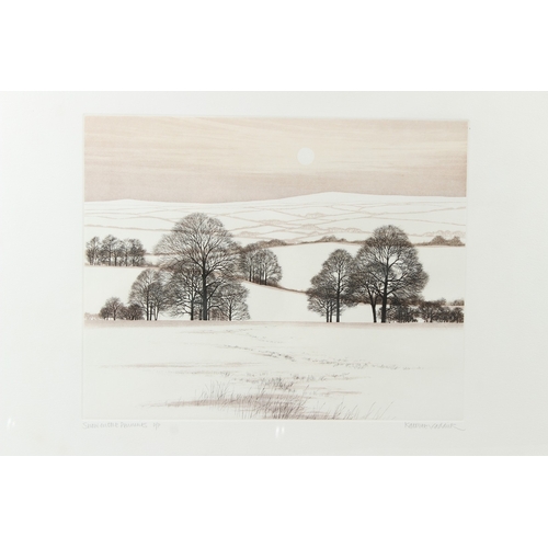 105 - KATHLEEN CADDICK  'Snow on the Pennines'  colour etching and aquatint  signed, inscribed and annotat... 