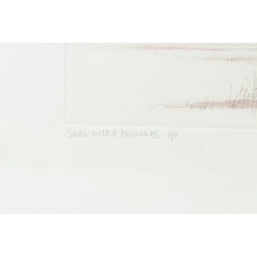 105 - KATHLEEN CADDICK  'Snow on the Pennines'  colour etching and aquatint  signed, inscribed and annotat... 