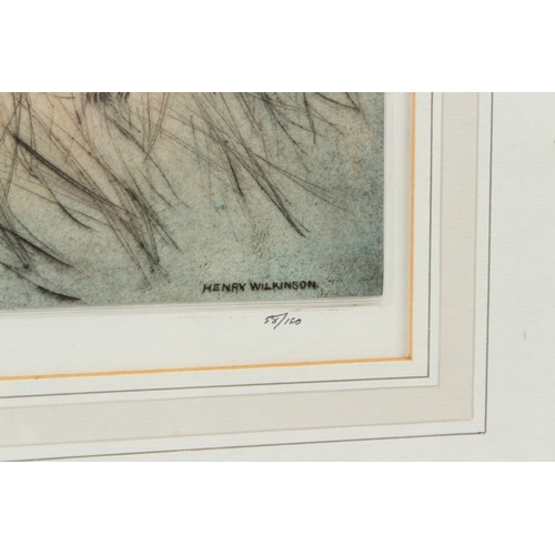 106 - HENRY WILKINSON  Spaniels putting up a pheasant  colour etching  signed and numbered 58/100 in penci... 