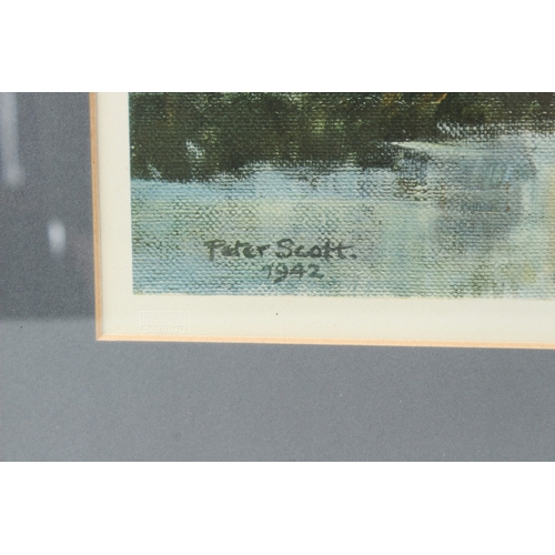 107 - PETER SCOTT  Mallards flighting in  colour print  signed in pencil  Trade Guild blindstamp  publishe... 