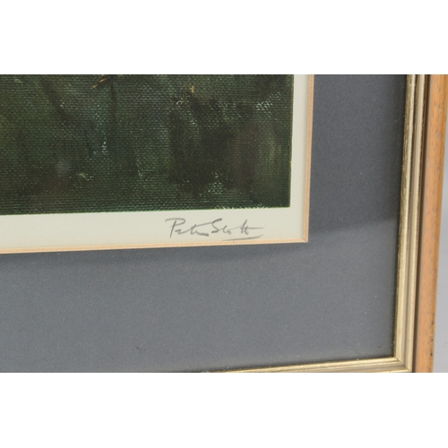 107 - PETER SCOTT  Mallards flighting in  colour print  signed in pencil  Trade Guild blindstamp  publishe... 