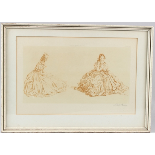 108 - SIR WILLIAM RUSSELL FLINT  'The Two Victorians'  sepia print  signed in pencil  Trade Guild blindsta... 