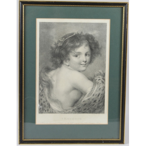 109 - BARTOLOZZI AFTER GREUZE  'Bacchante'  stipple engraving  35 x 25cm (image)