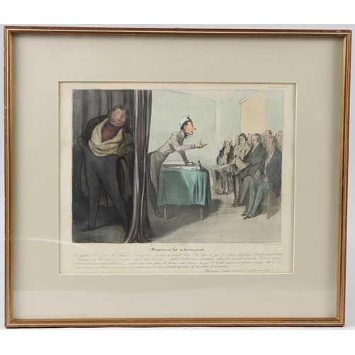 115 - HONORE DAUMIER  'Messieurs les actionanaires'  original 19th century hand coloured lithograph  galle... 