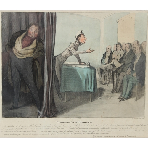 115 - HONORE DAUMIER  'Messieurs les actionanaires'  original 19th century hand coloured lithograph  galle... 