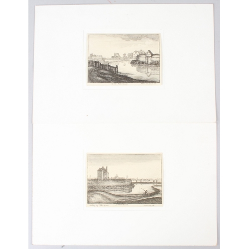 116 - WENCESLAUS HOLLAR  'Ye Waterhouse'  'By The Waterhouse'  two original 17th century etchings  extensi... 