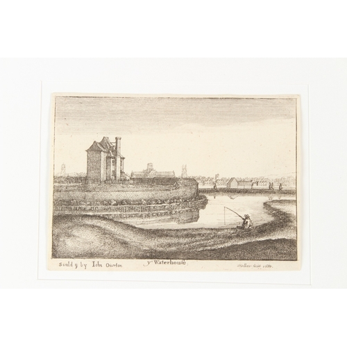116 - WENCESLAUS HOLLAR  'Ye Waterhouse'  'By The Waterhouse'  two original 17th century etchings  extensi... 