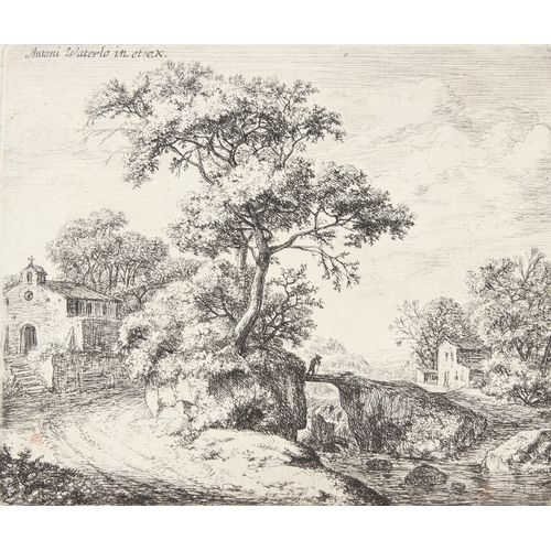 117 - ANTHONIE WATERLOO  'The Chapel with Steps'  original 17th century etching  inscribed 'unrecorded ear... 